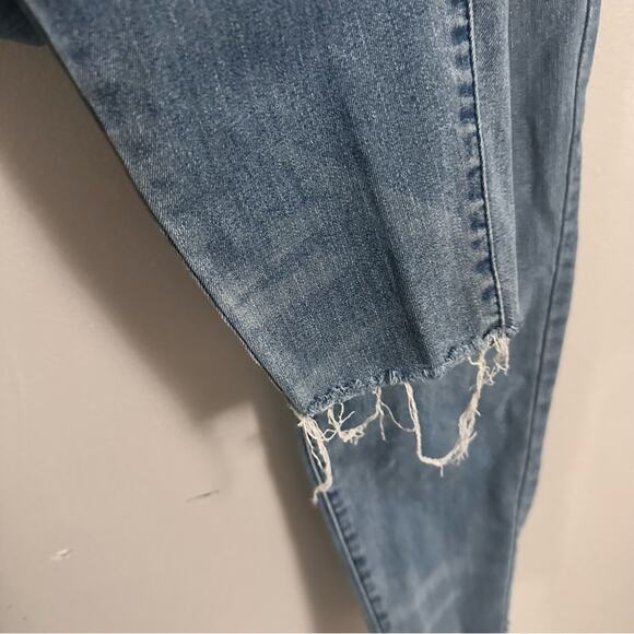 Mossimo Light Wash Paint Splatter Raw Hem Mid Rise Jeans Jeggings Womens 12 - Picture 6 of 7